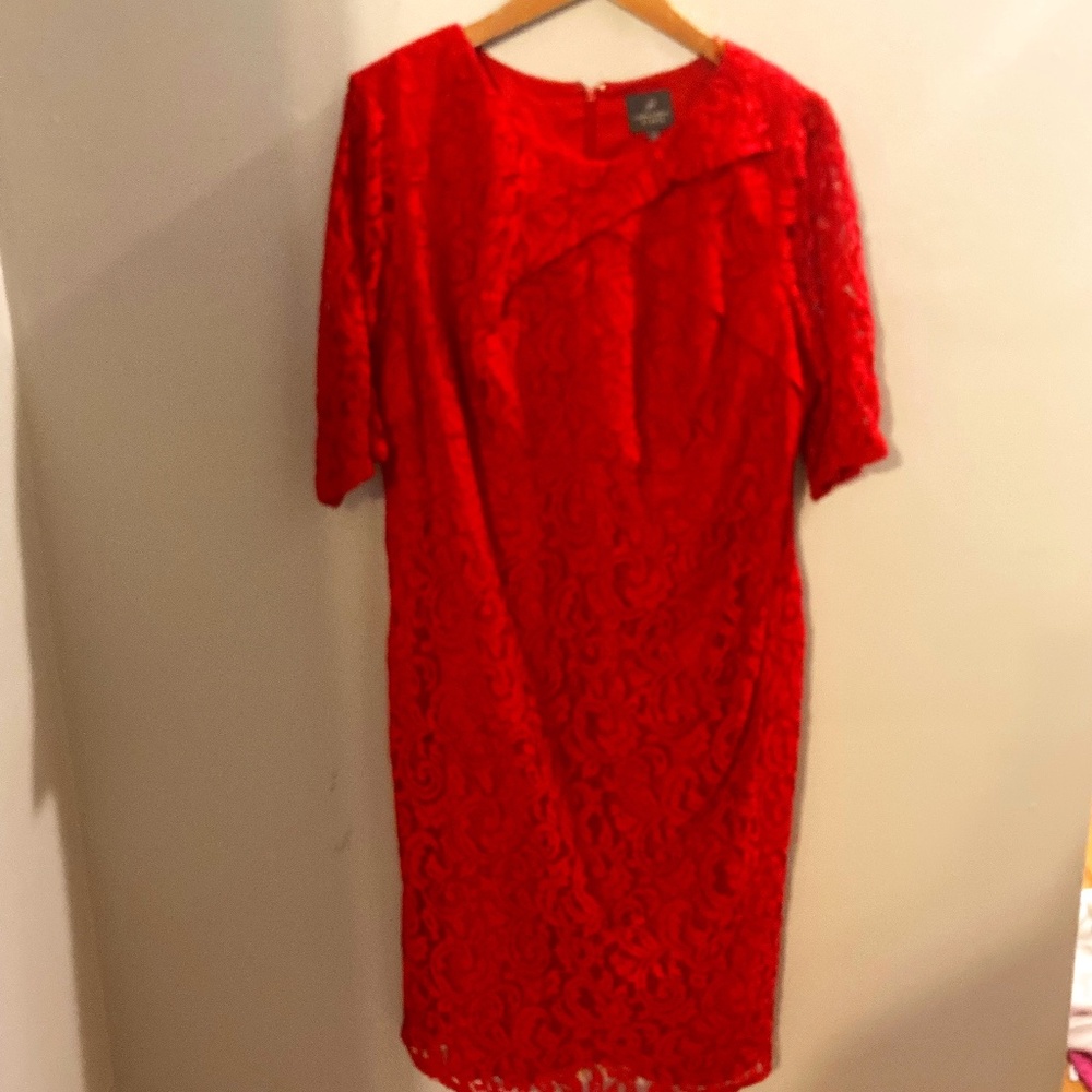 Adrianna Papell red lace midi dress size 20W